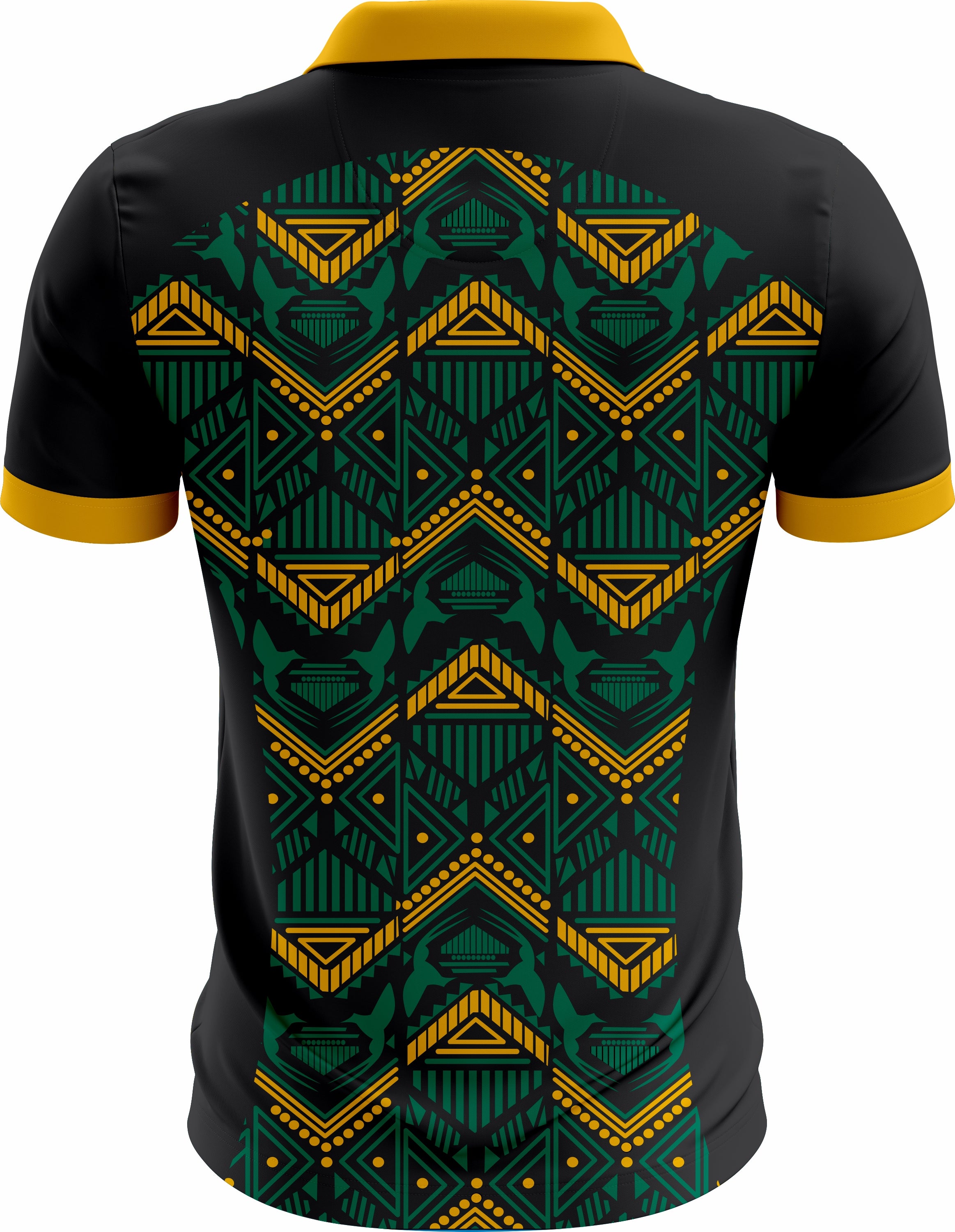 Black & Gold Tribal Geometric Polo Shirt