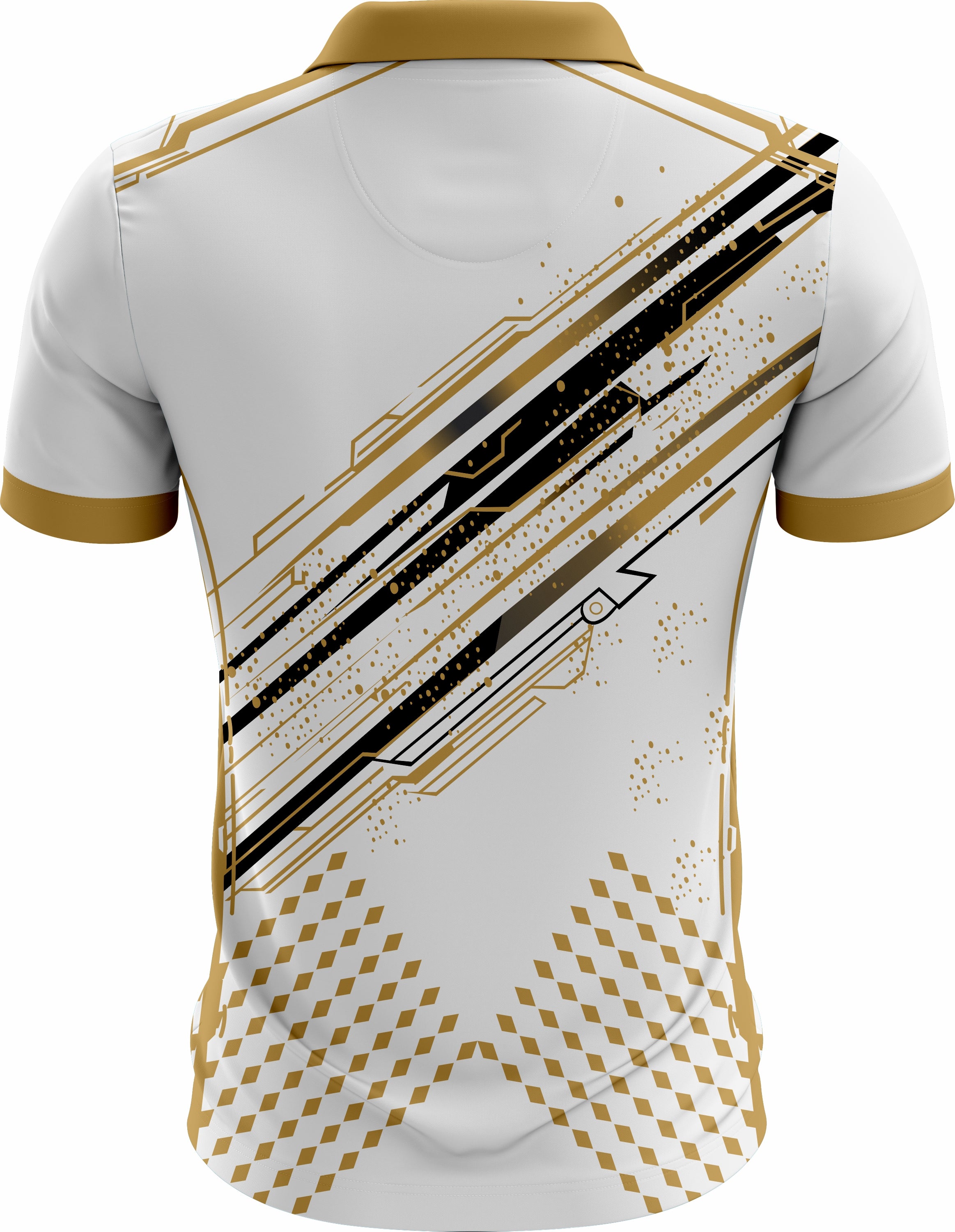 White Gold Geometric Polo Shirt