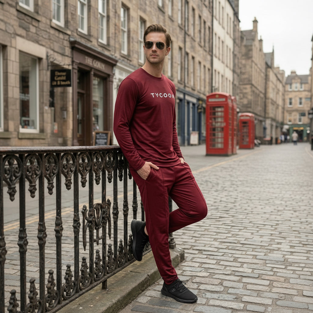 Maroon Men's Tracksuit Set