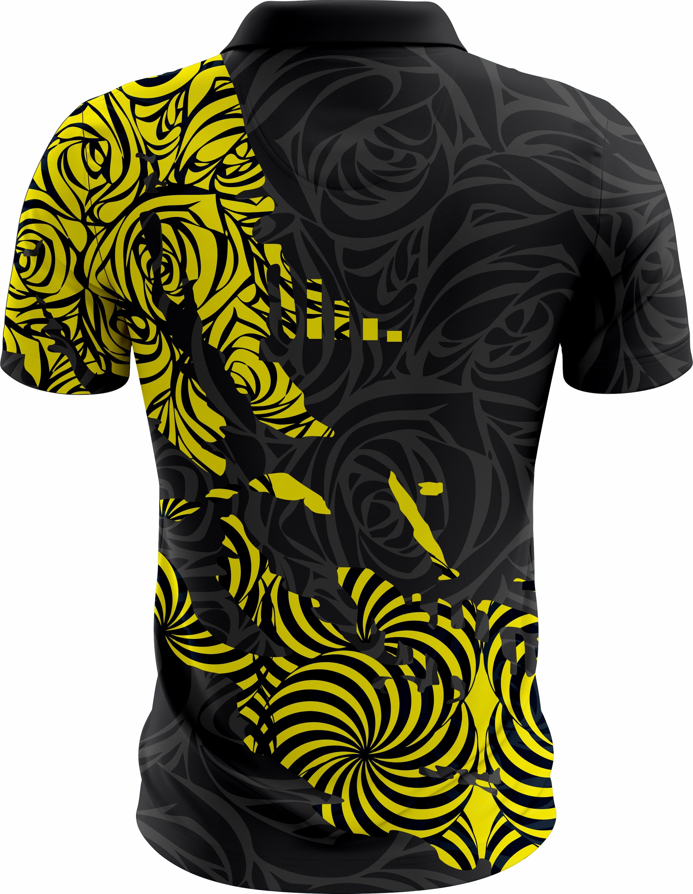 Black & Yellow Abstract Swirl Polo Shirt