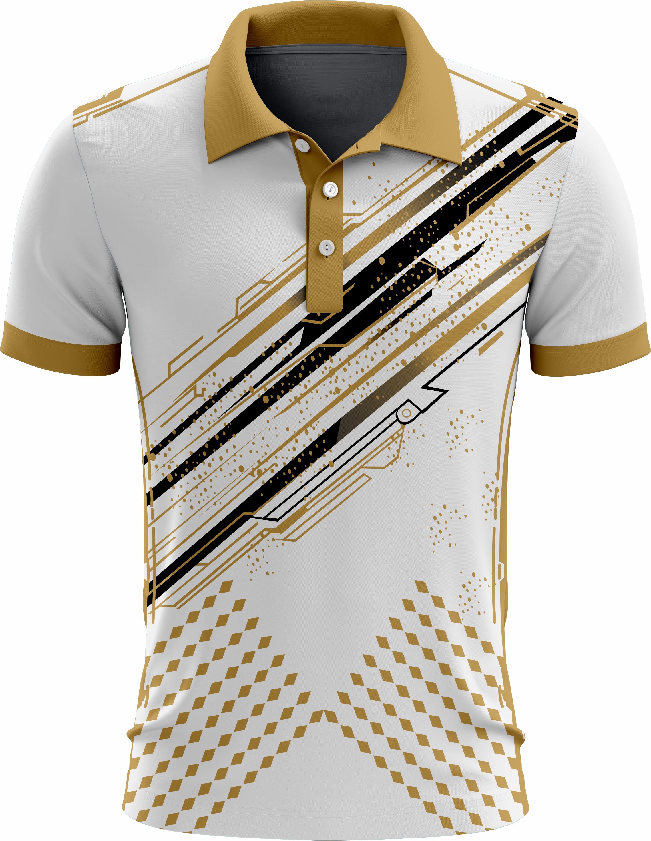 White Gold Geometric Polo Shirt
