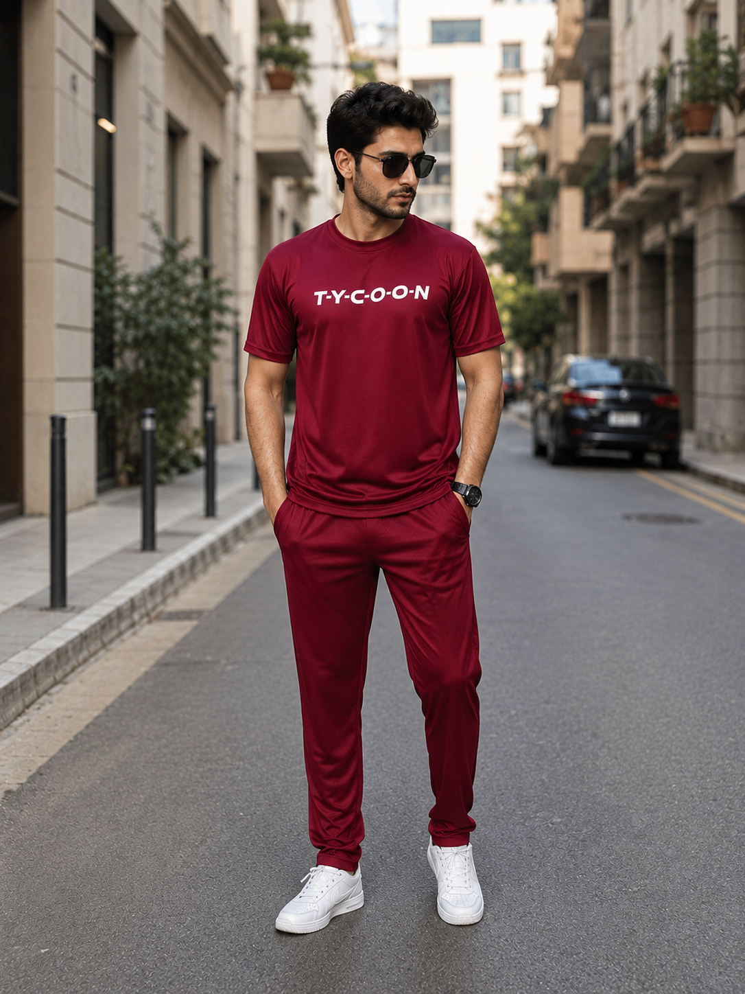 Maroon Men's Tracksuit Set
