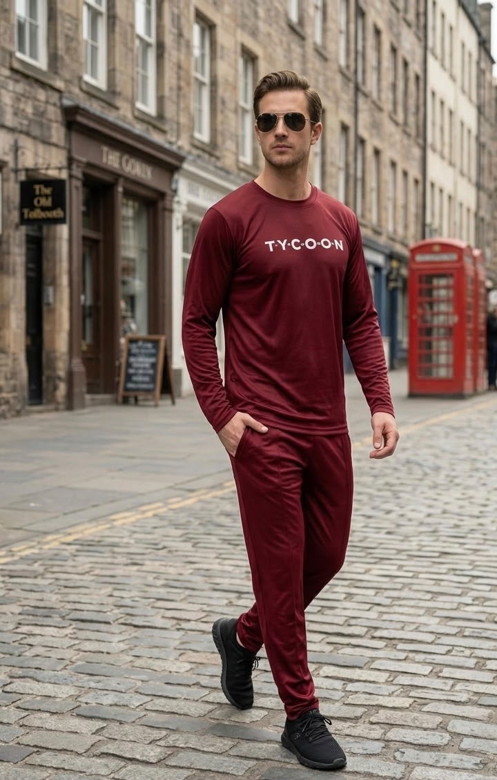 Maroon Men's Tracksuit Set