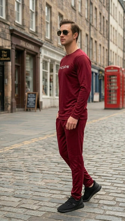 Maroon Men's Tracksuit Set
