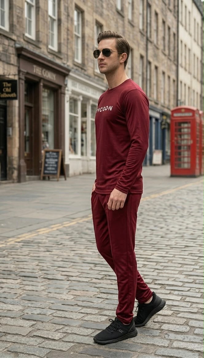 Maroon Men's Tracksuit Set